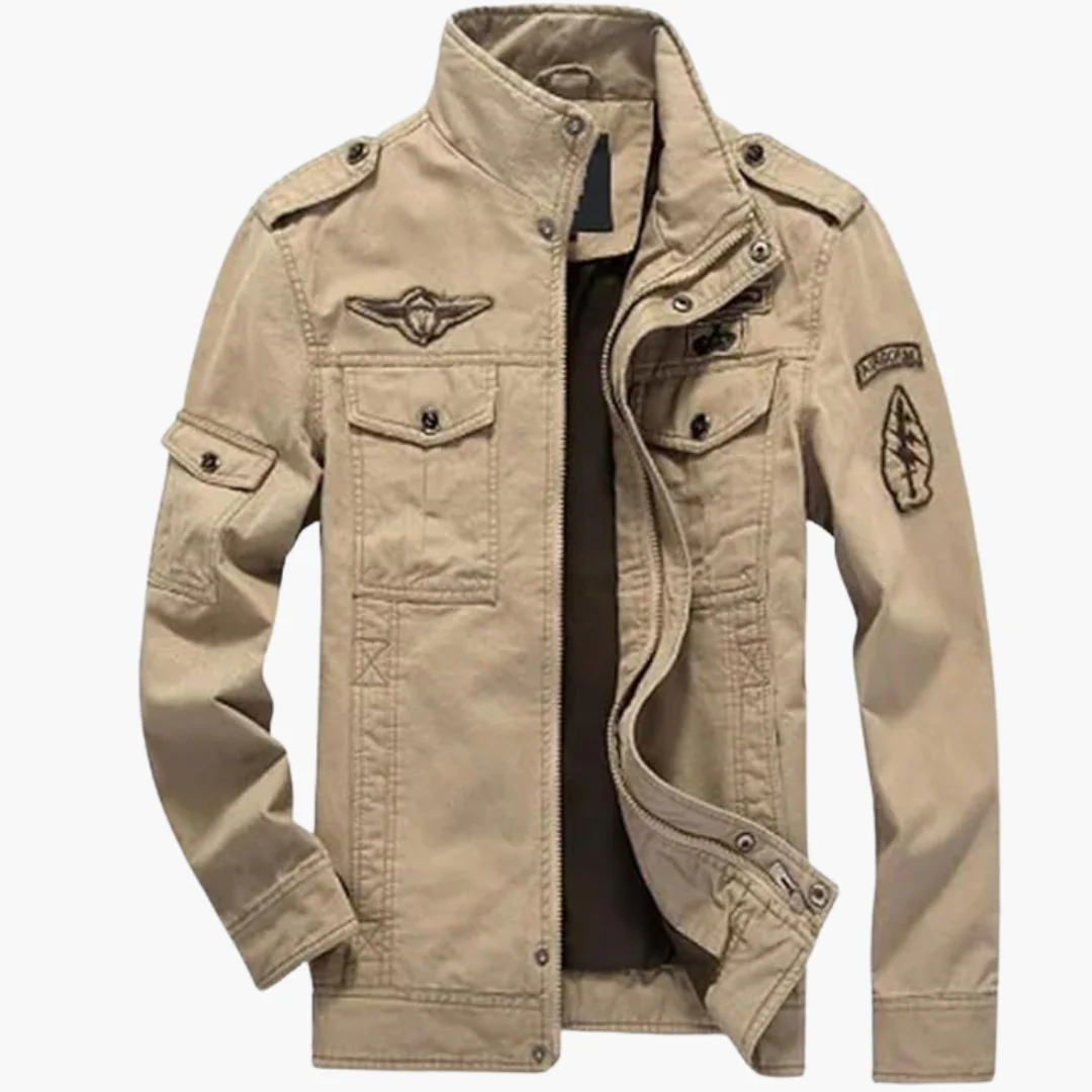Herren Militärjacke mit Reißverschluss und Pattentaschen - Image 6