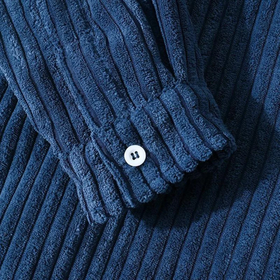 Herren Overshirt mit Knopfverschluss und gerippter Cord Oberfläche - Image 4