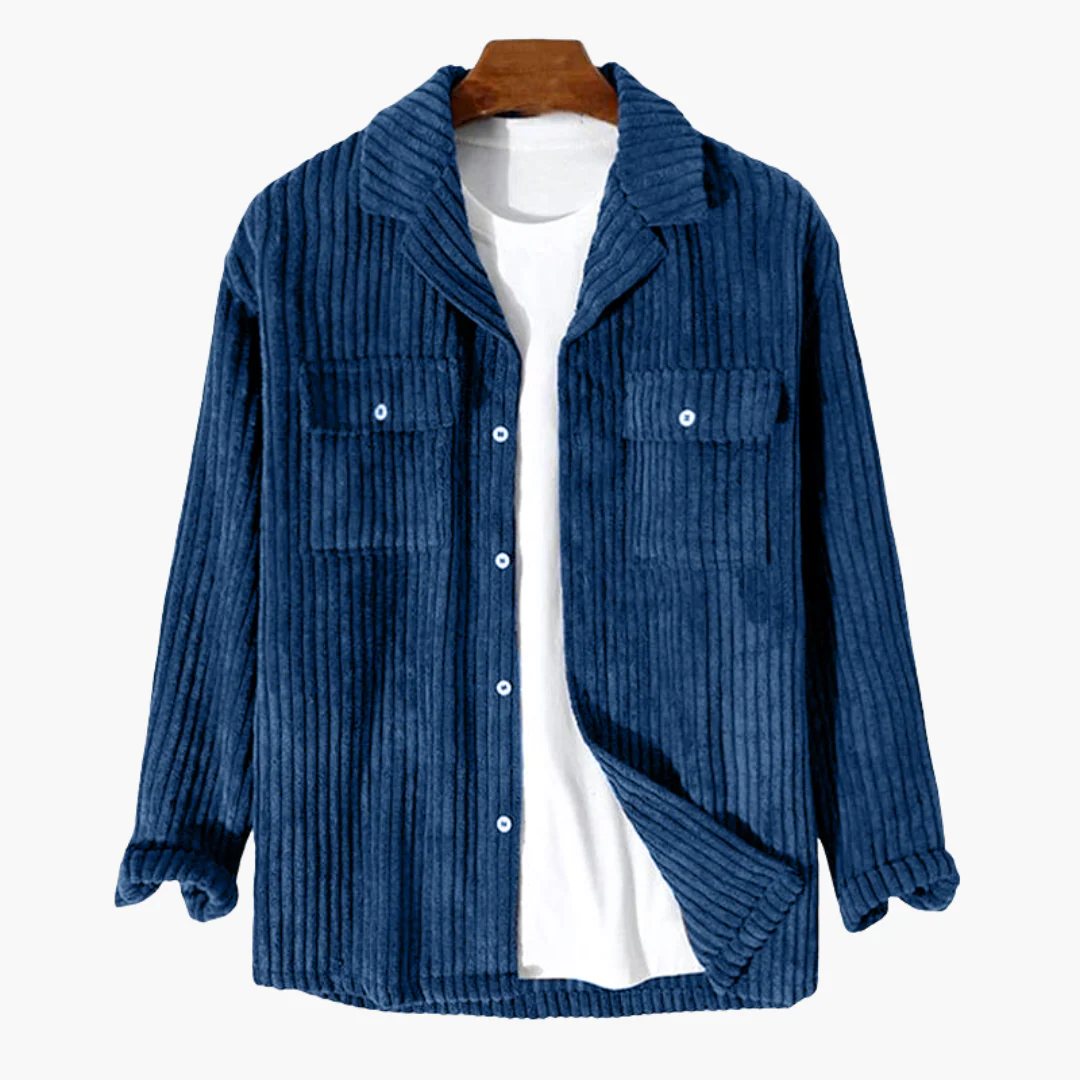 Herren Overshirt mit Knopfverschluss und gerippter Cord Oberfläche - Image 5