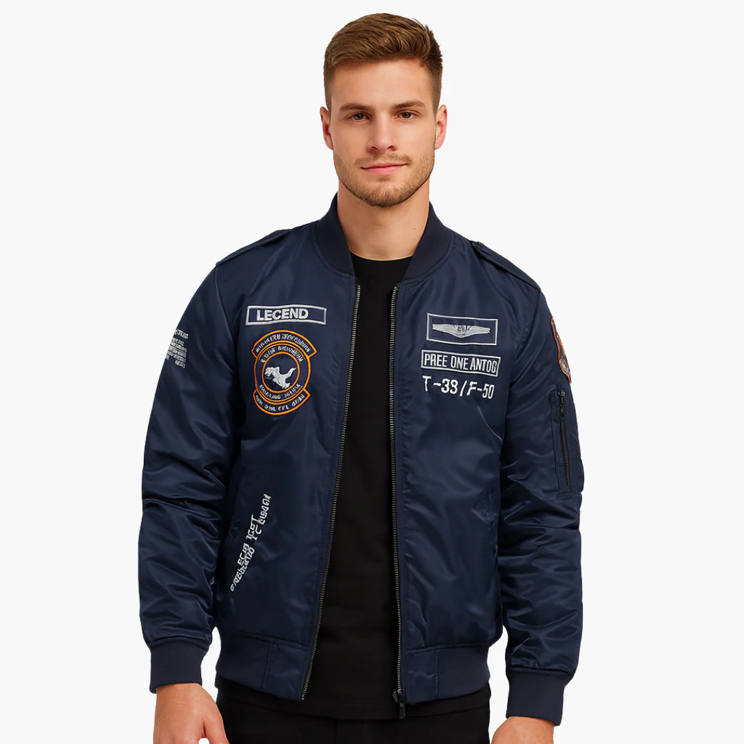 Herren Piloten Bomberjacke mit geripptem Saum - Image 4