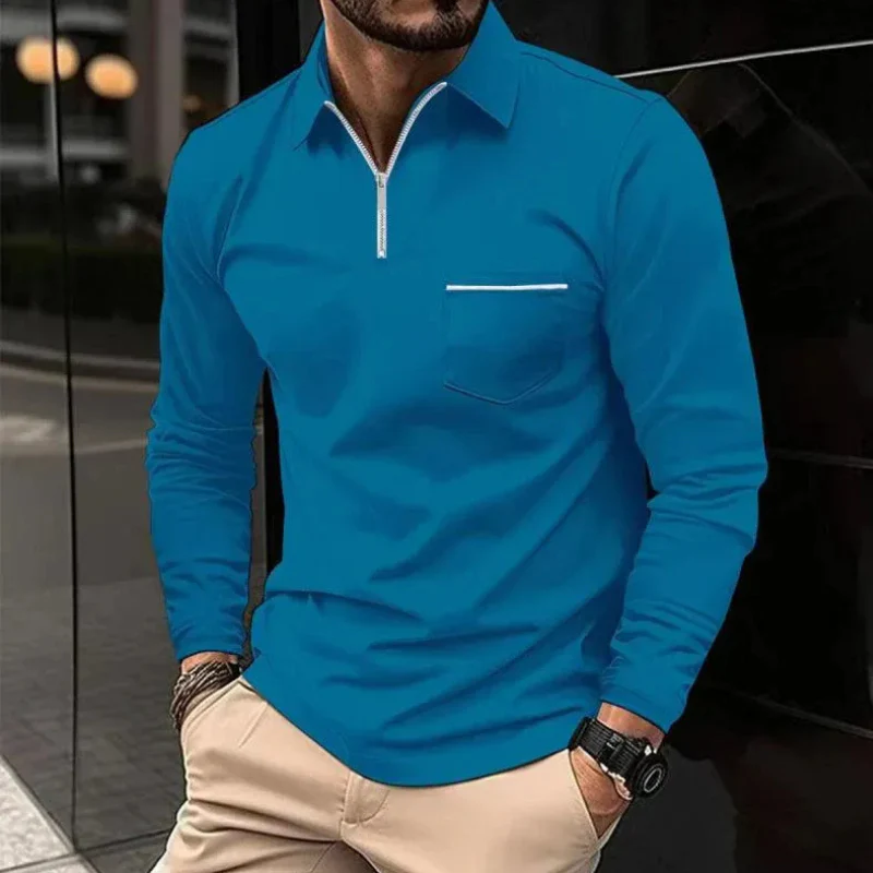 Herren Poloshirt mit Reißverschluss | Langarm - Image 4