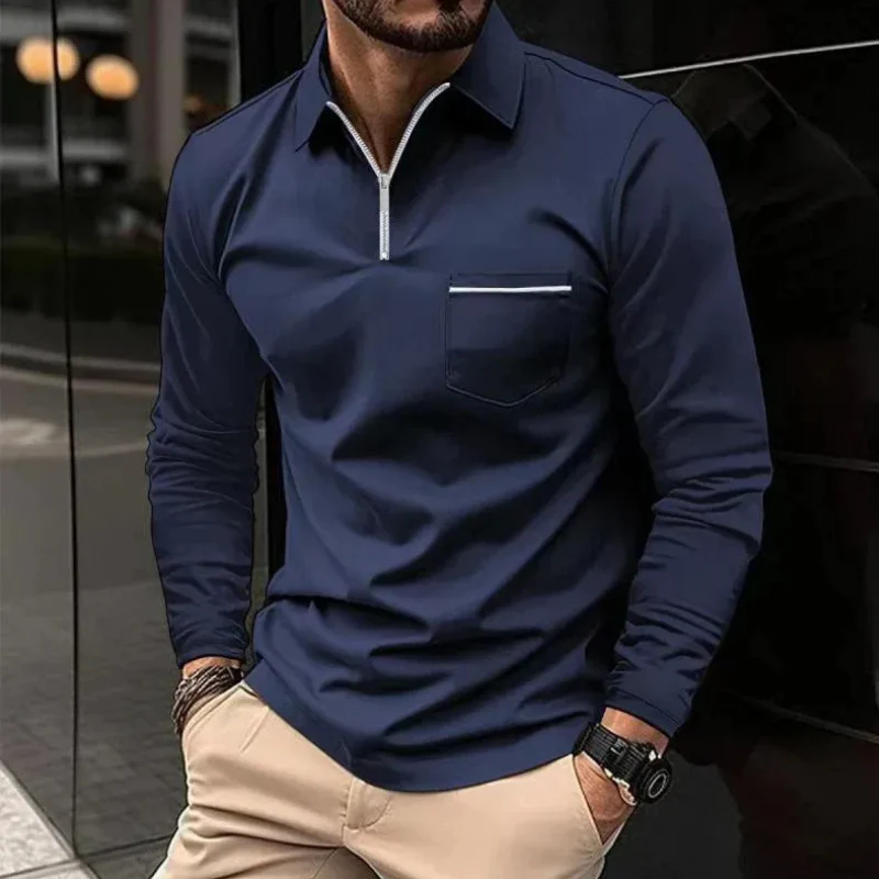 Herren Poloshirt mit Reißverschluss | Langarm - Image 6