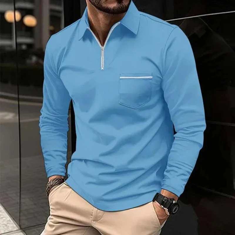 Herren Poloshirt mit Reißverschluss | Langarm - Image 7