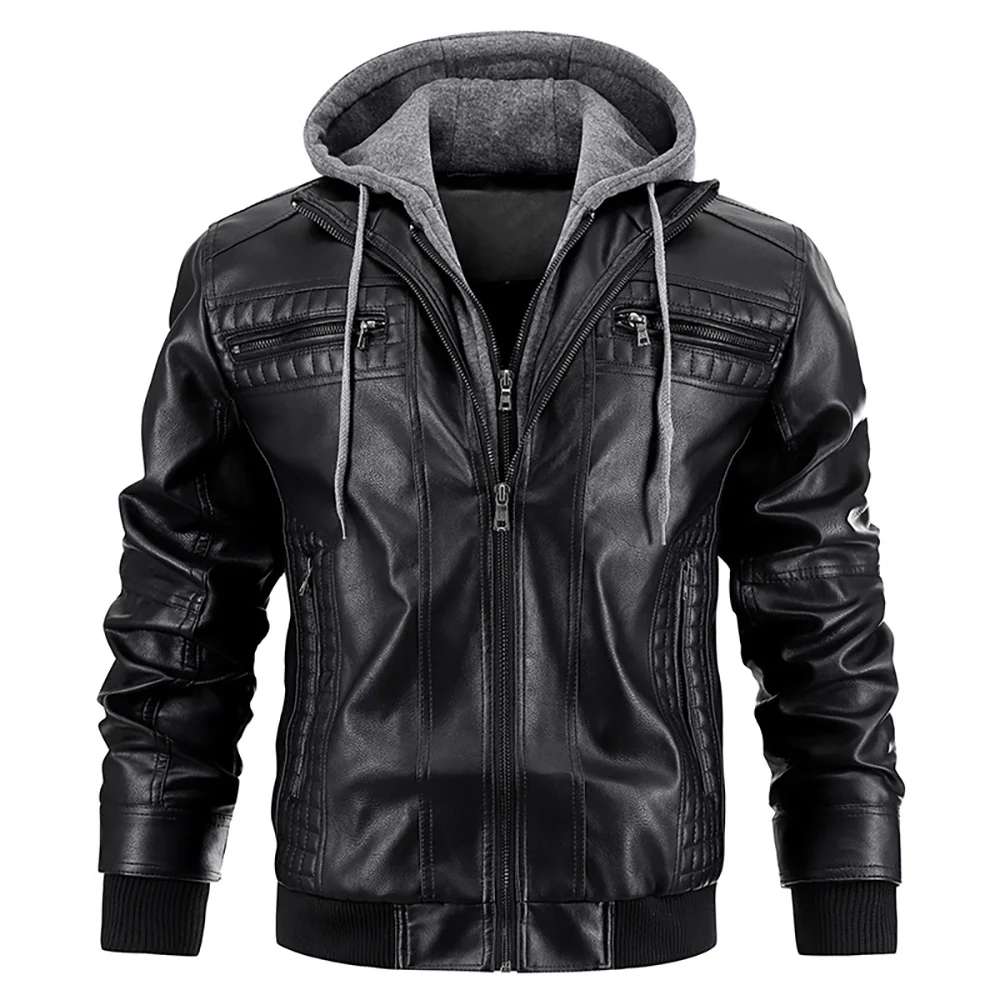 Herren Premium Bikerjacke | Mit Kapuze - Image 2