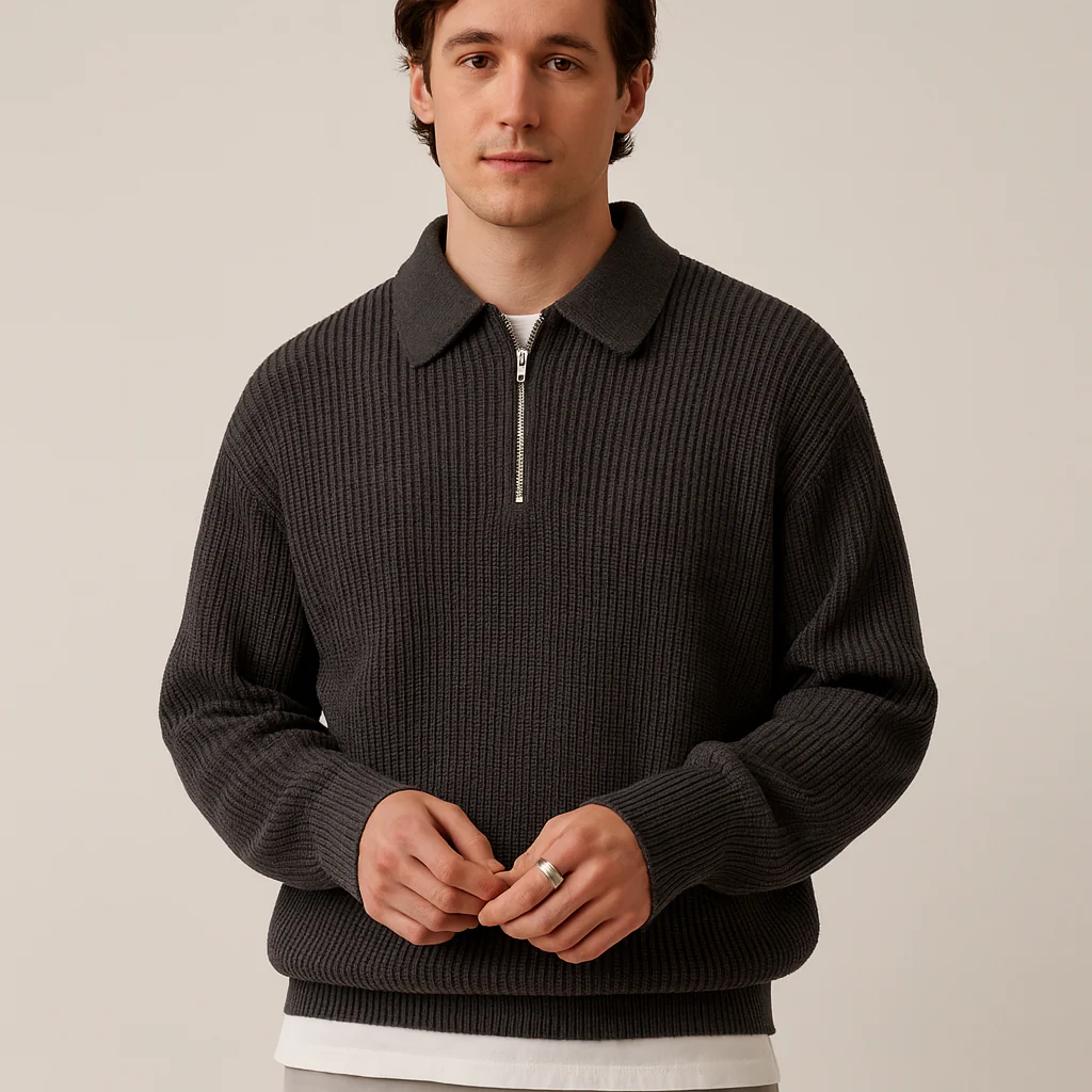 Herren Pullover | Durchgehender Reißverschluss klare Silhouette - Image 4