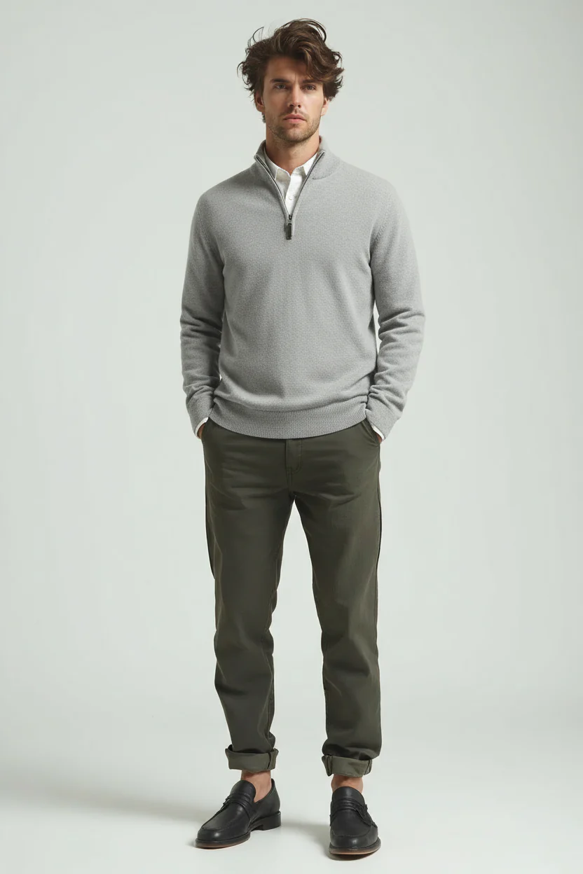 Herren Pullover | Reißverschlusskragen schmale Linienführung - Image 3
