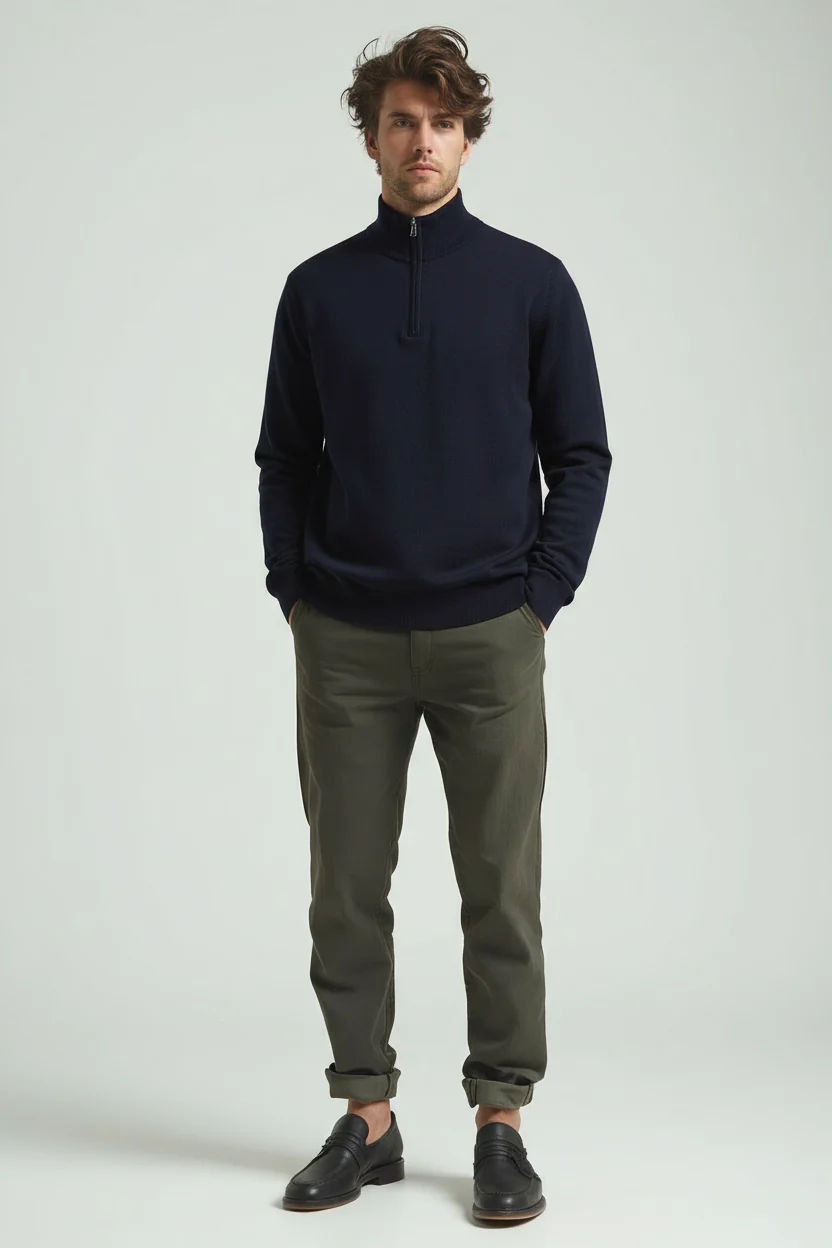 Herren Pullover | Reißverschlusskragen schmale Linienführung - Image 4
