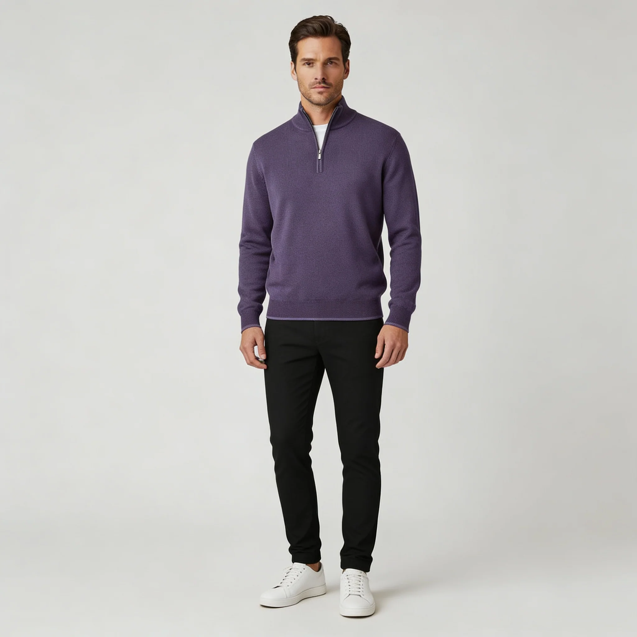 Herren Pullover | V-Ausschnitt mit Reißverschlussdetail - Image 2