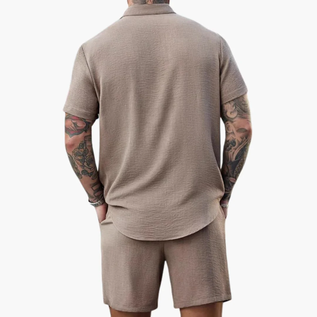 Herren Set mit Henley Shirt und Shorts für den Sommer - Image 2