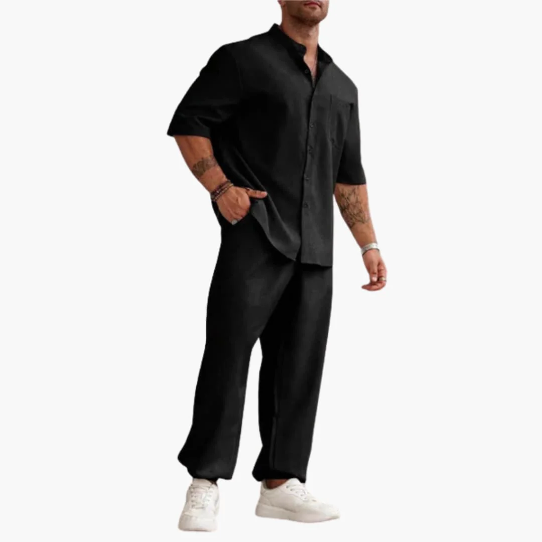 Herren Set mit Kurzarmhemd und langer Hose für Sommer - Image 3