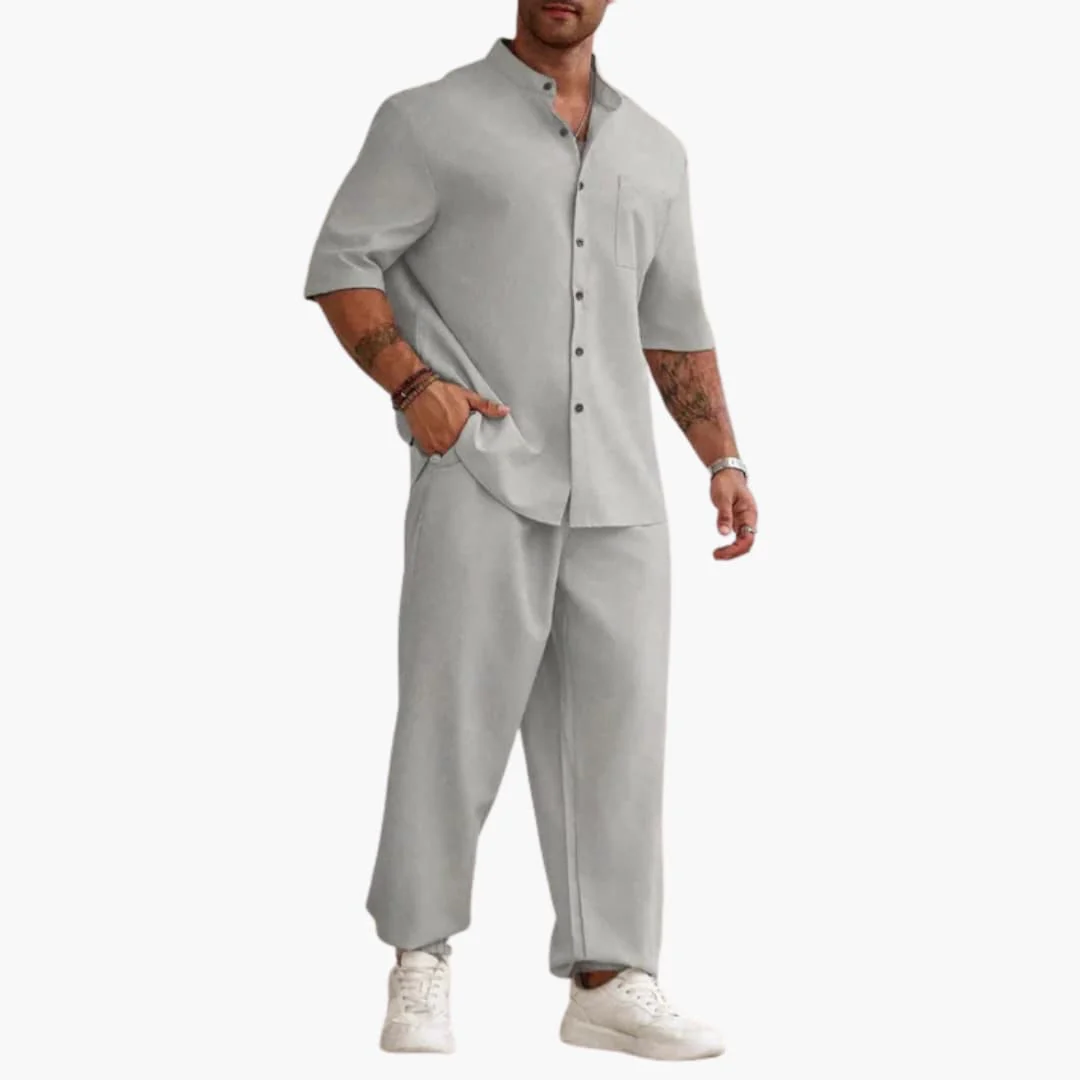Herren Set mit Kurzarmhemd und langer Hose für Sommer - Image 4