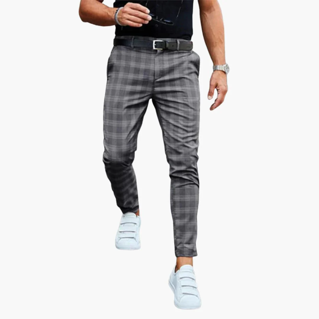 Herren Slim Fit Hose mit Karomuster und schmalem Bein - Image 3