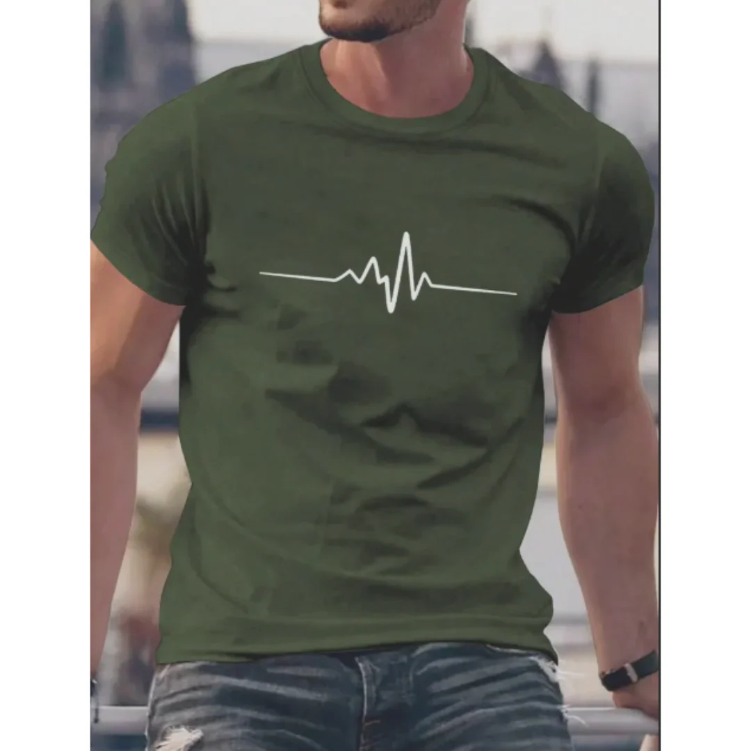 Herren Slim Fit Kurzarm T-Shirt | Herzschlag Print - Image 4