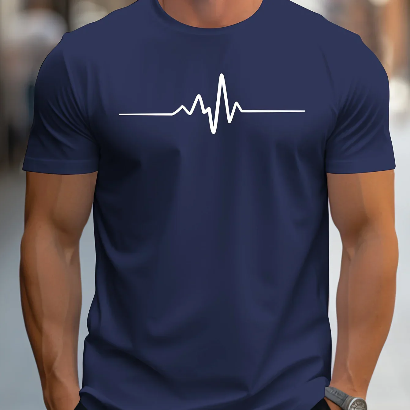 Herren Slim Fit Kurzarm T-Shirt | Herzschlag Print - Image 9