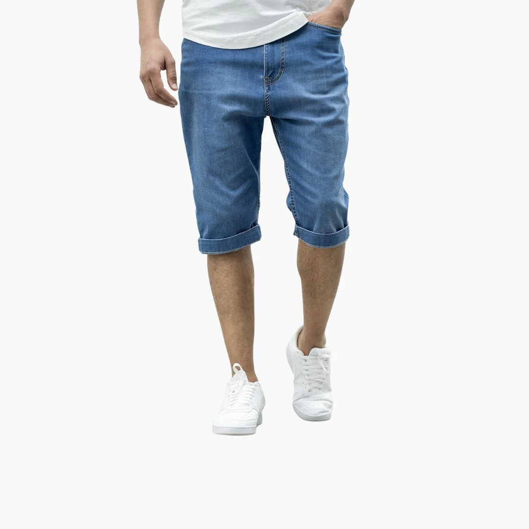 Herren Sommer Bermuda Shorts aus Denim mit Umschlag und Reißverschluss - Image 2