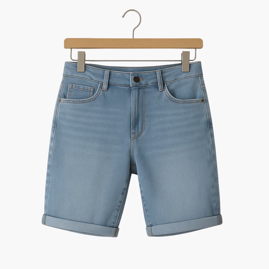 Herren Sommer Bermuda Shorts aus Denim mit Umschlag und Reißverschluss - Image 6