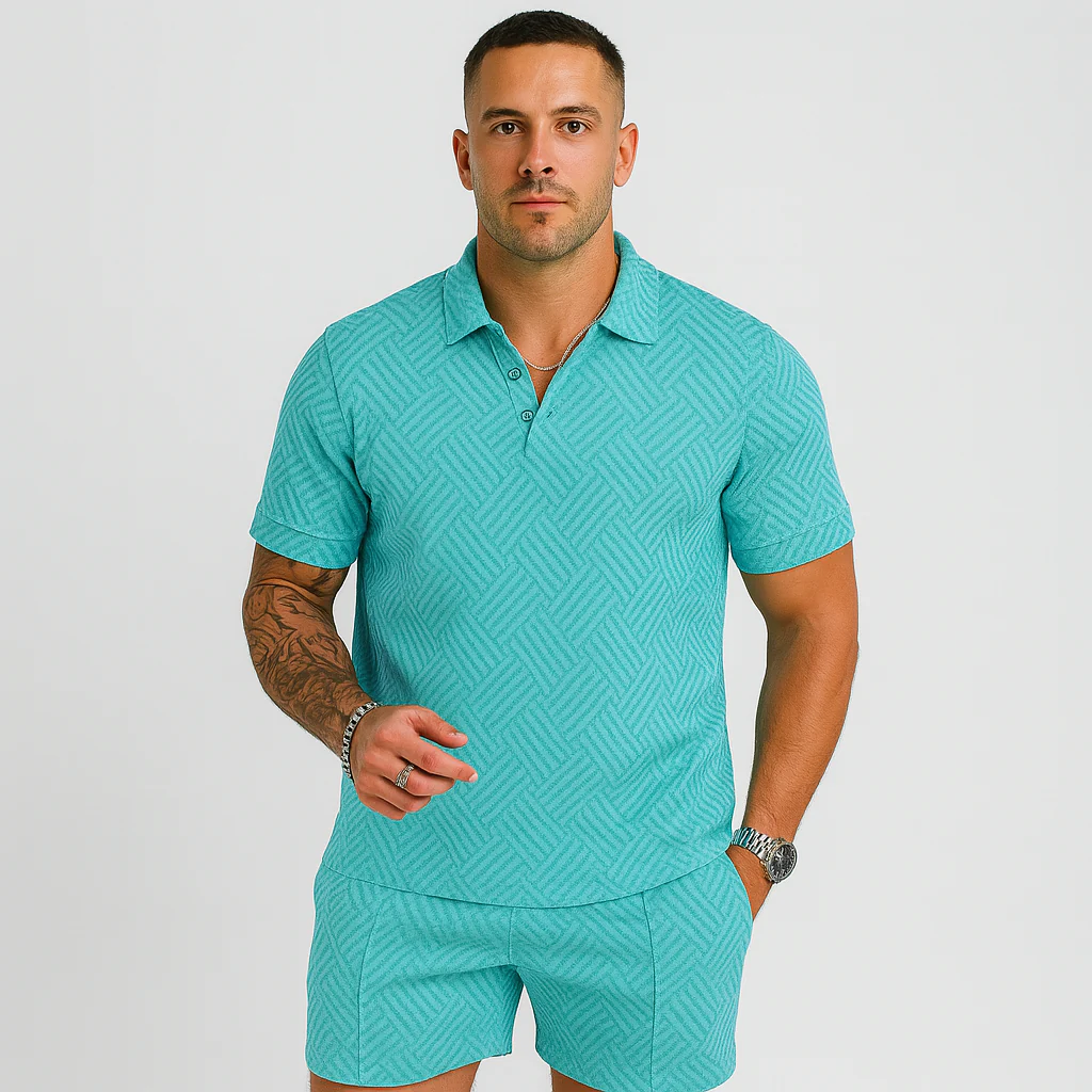 Herren Sommer Casual Set – Kurzarm-Poloshirt & passende Shorts - Image 2