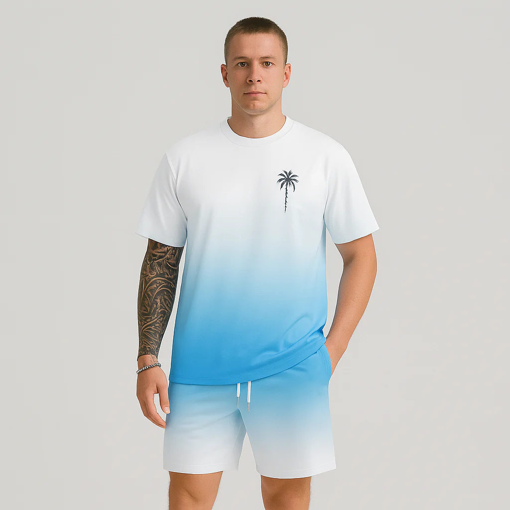 Herren Sommer Casual Set – Kurzarm Rundhalsausschnitt & Shorts mit 3D HD Digitaldruck - Image 2