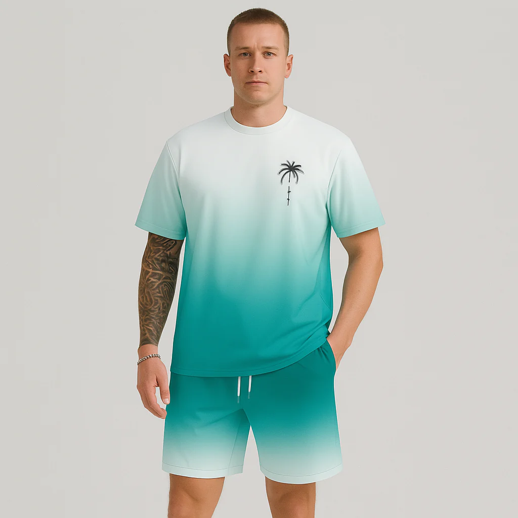 Herren Sommer Casual Set – Kurzarm Rundhalsausschnitt & Shorts mit 3D HD Digitaldruck - Image 3