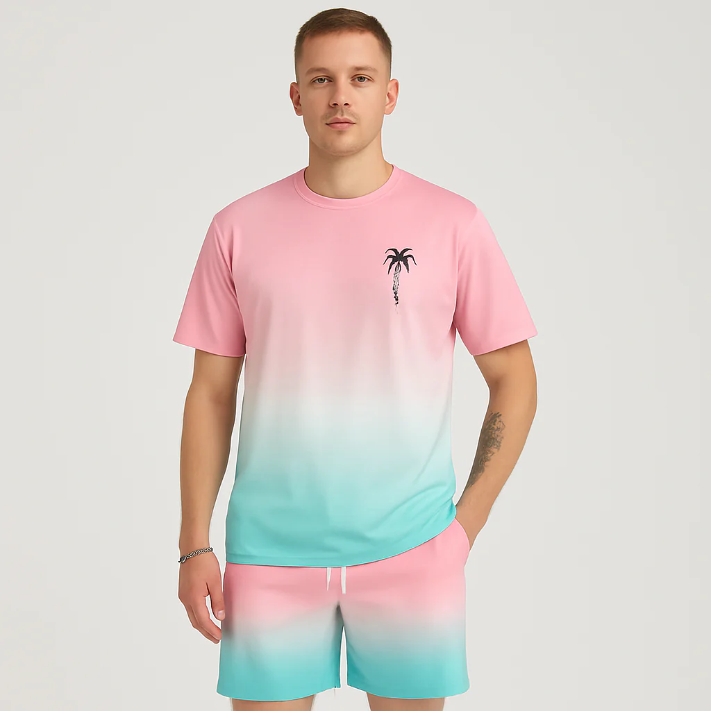 Herren Sommer Casual Set – Kurzarm Rundhalsausschnitt & Shorts mit 3D HD Digitaldruck - Image 5