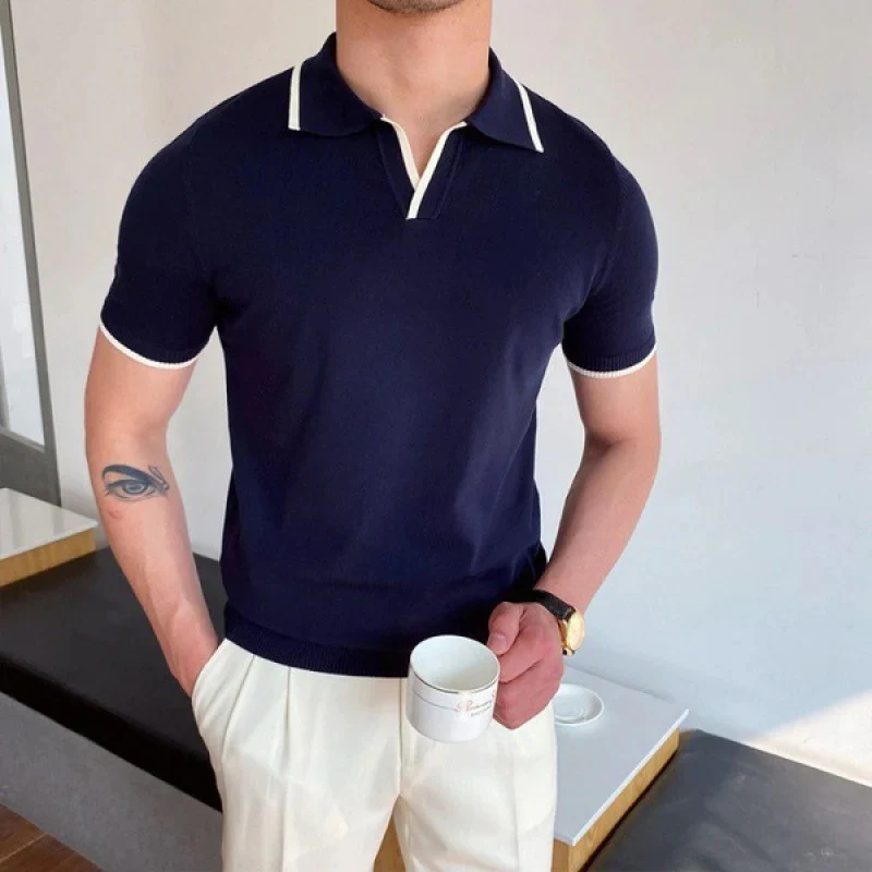 Herren Sommer-Poloshirt mit V-Ausschnitt | Kurzarm - Image 3