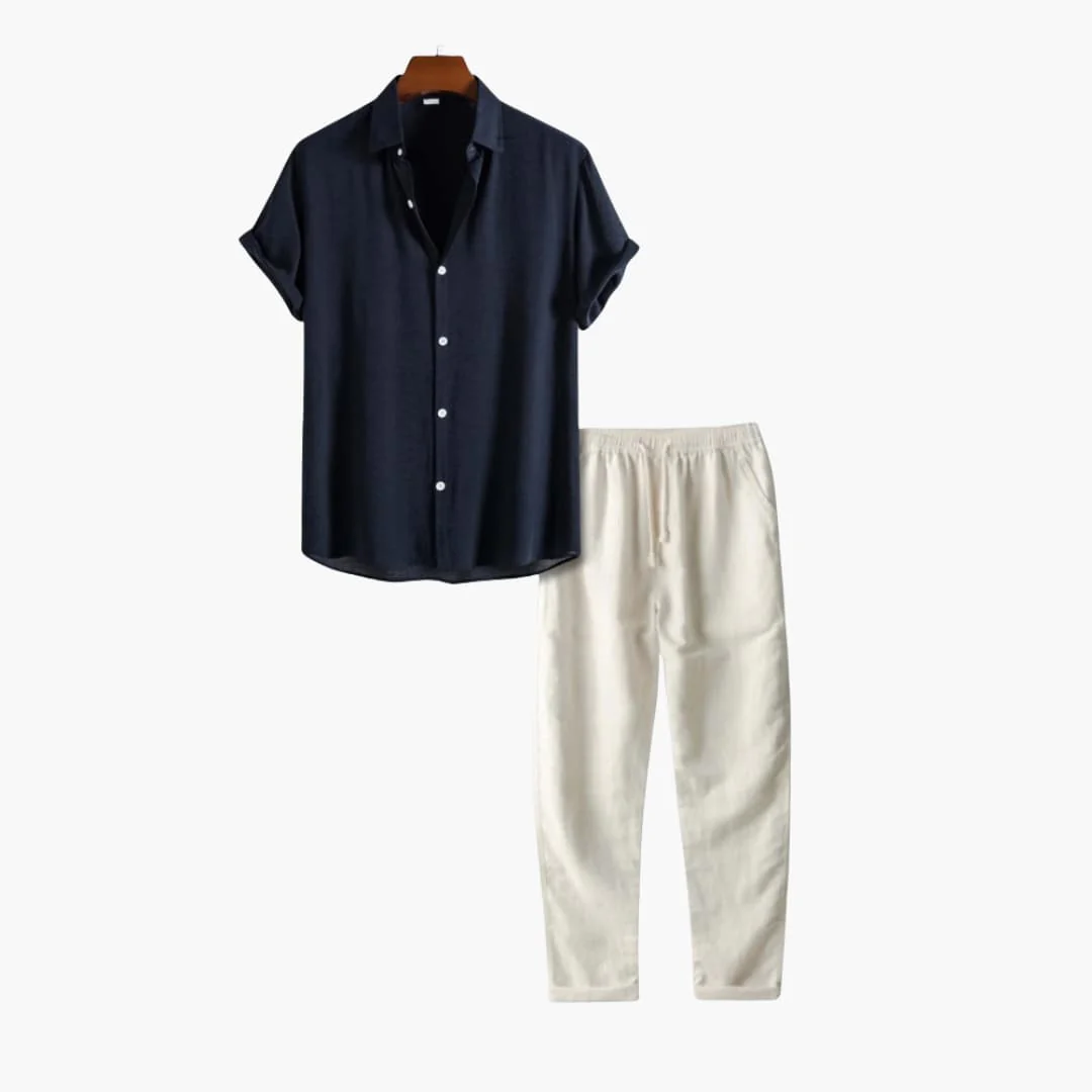 Herren Sommer Schlafanzug Set mit Kurzarmhemd und langer Hose - Image 6