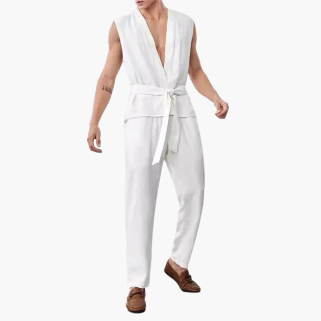 Herren Sommer Set mit ärmelligem Top und Gürtelhose - Image 2