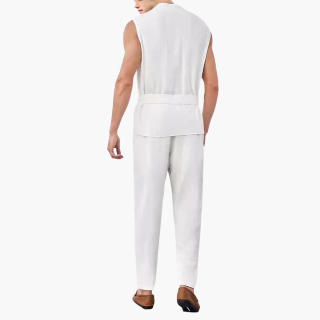 Herren Sommer Set mit ärmelligem Top und Gürtelhose - Image 3