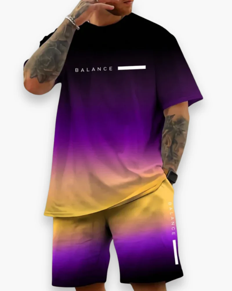 Herren Sommer Set mit Farbverlauf | T-Shirt & Shorts im Lässigen Strandlook - Image 2