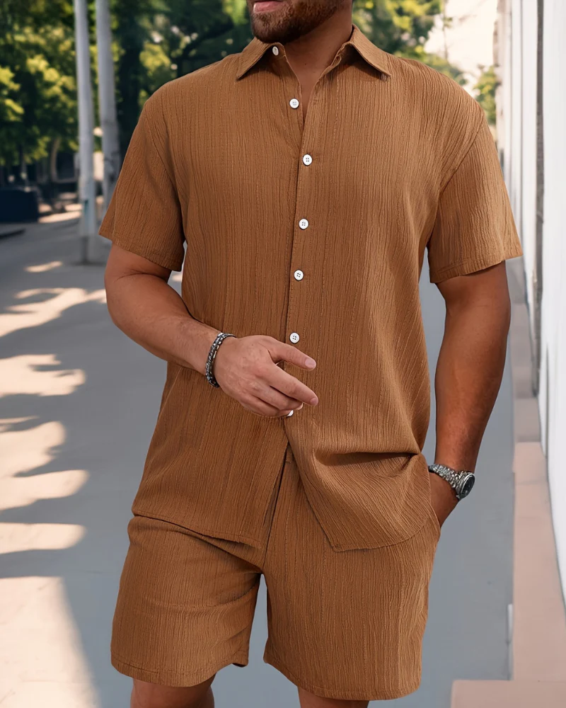 Herren Sommer Set mit Kurzarmhemd & Shorts | Leichter Zweiteiler für Alltag & Urlaub - Image 5