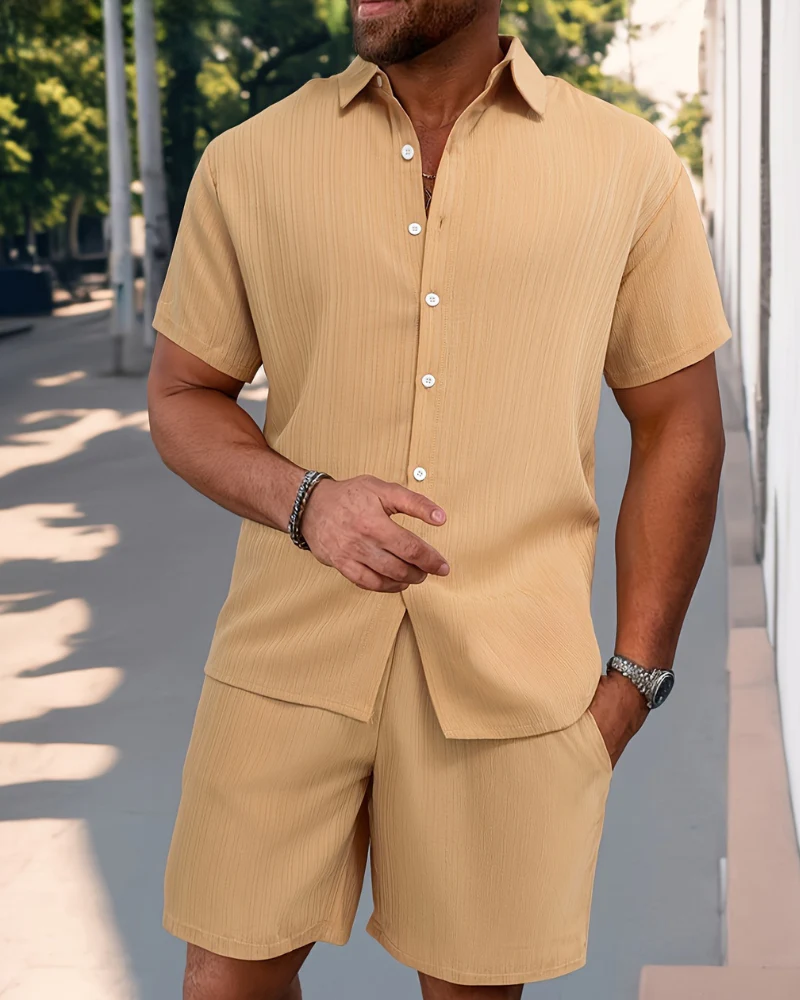 Herren Sommer Set mit Kurzarmhemd & Shorts | Leichter Zweiteiler für Alltag & Urlaub - Image 9
