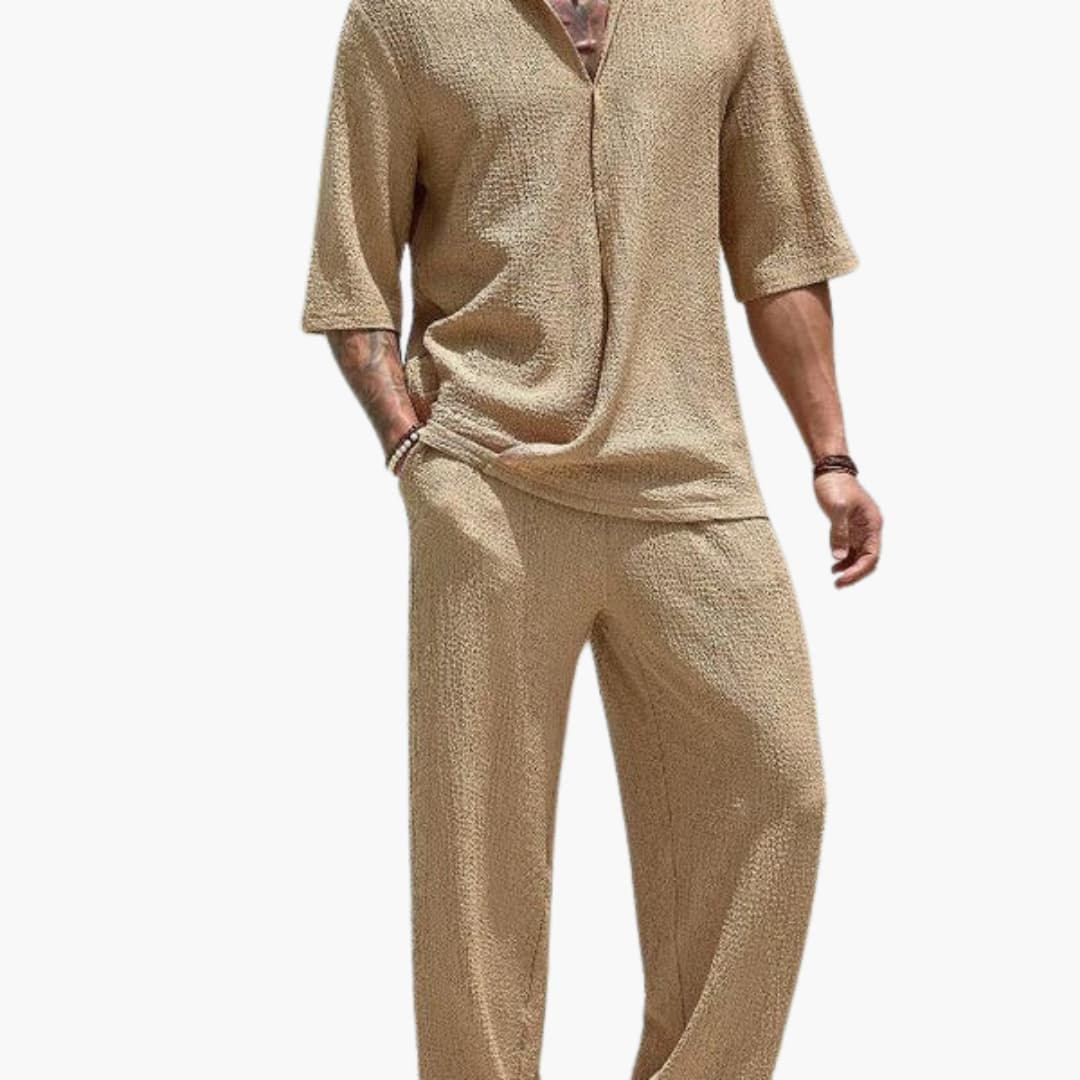 Herren Sommer Set mit Kurzarmhemd und elastischer Hose - Image 3