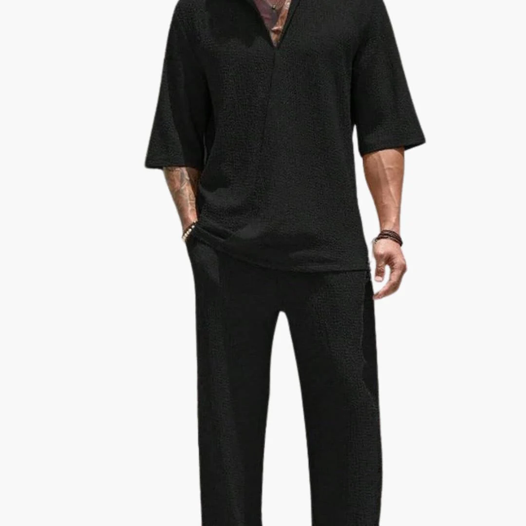 Herren Sommer Set mit Kurzarmhemd und elastischer Hose - Image 4