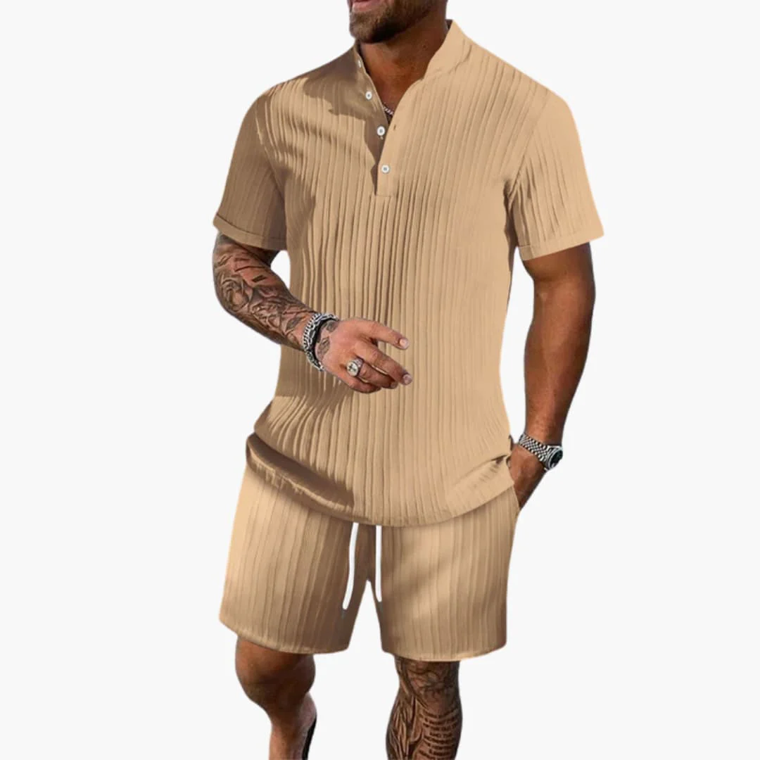 Herren Sommer Set mit Poloshirt und Shorts aus Rippstoff - Image 3