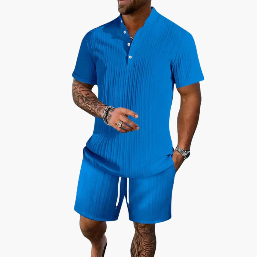 Herren Sommer Set mit Poloshirt und Shorts aus Rippstoff - Image 4