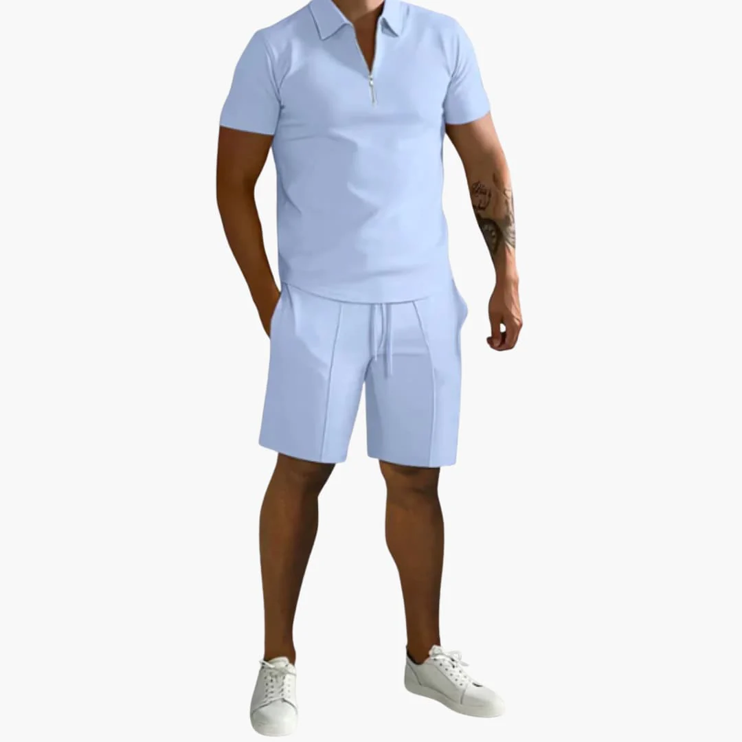 Herren Sommer-Zweiteiler mit Half-Zip-Shirt und Shorts - Image 3