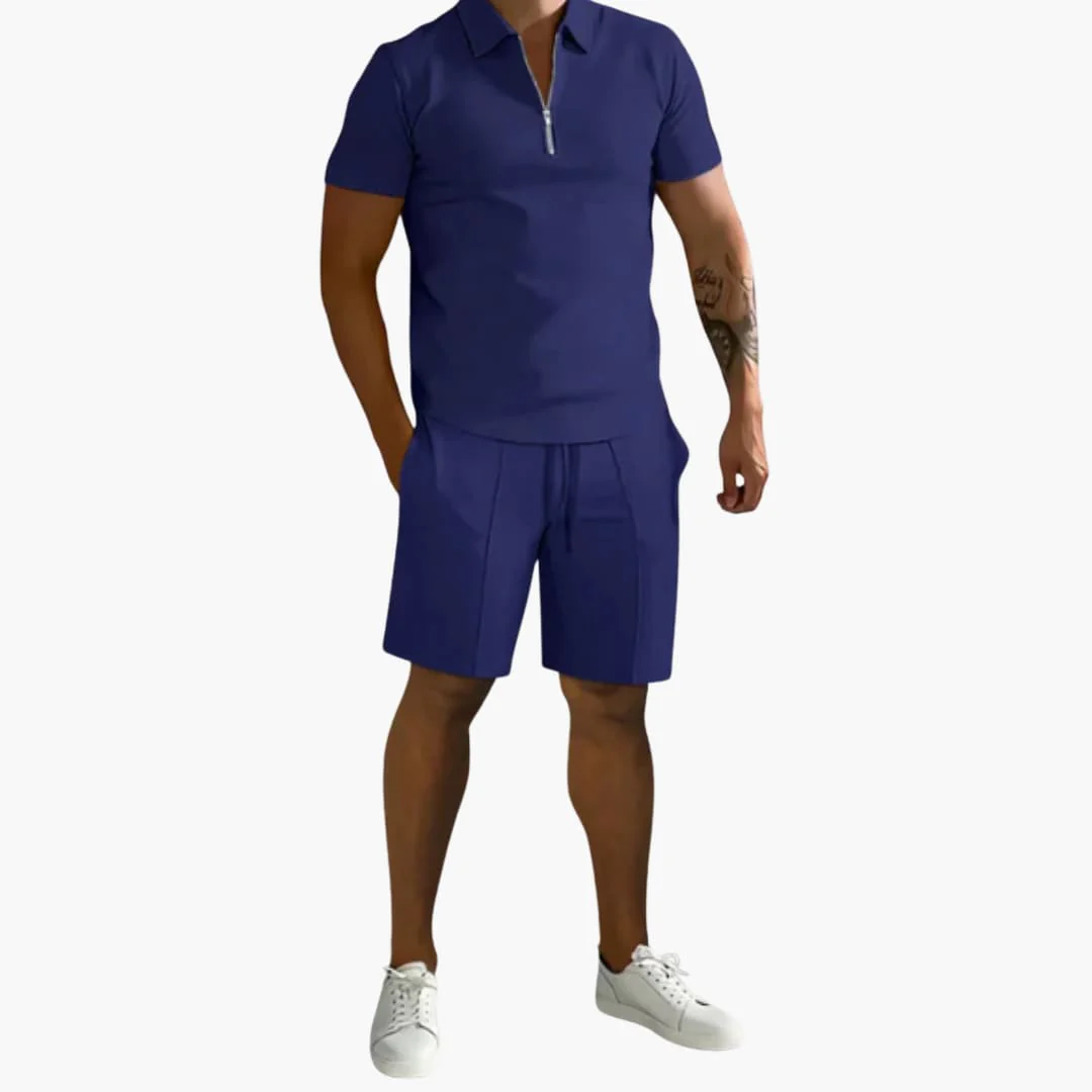 Herren Sommer-Zweiteiler mit Half-Zip-Shirt und Shorts - Image 4