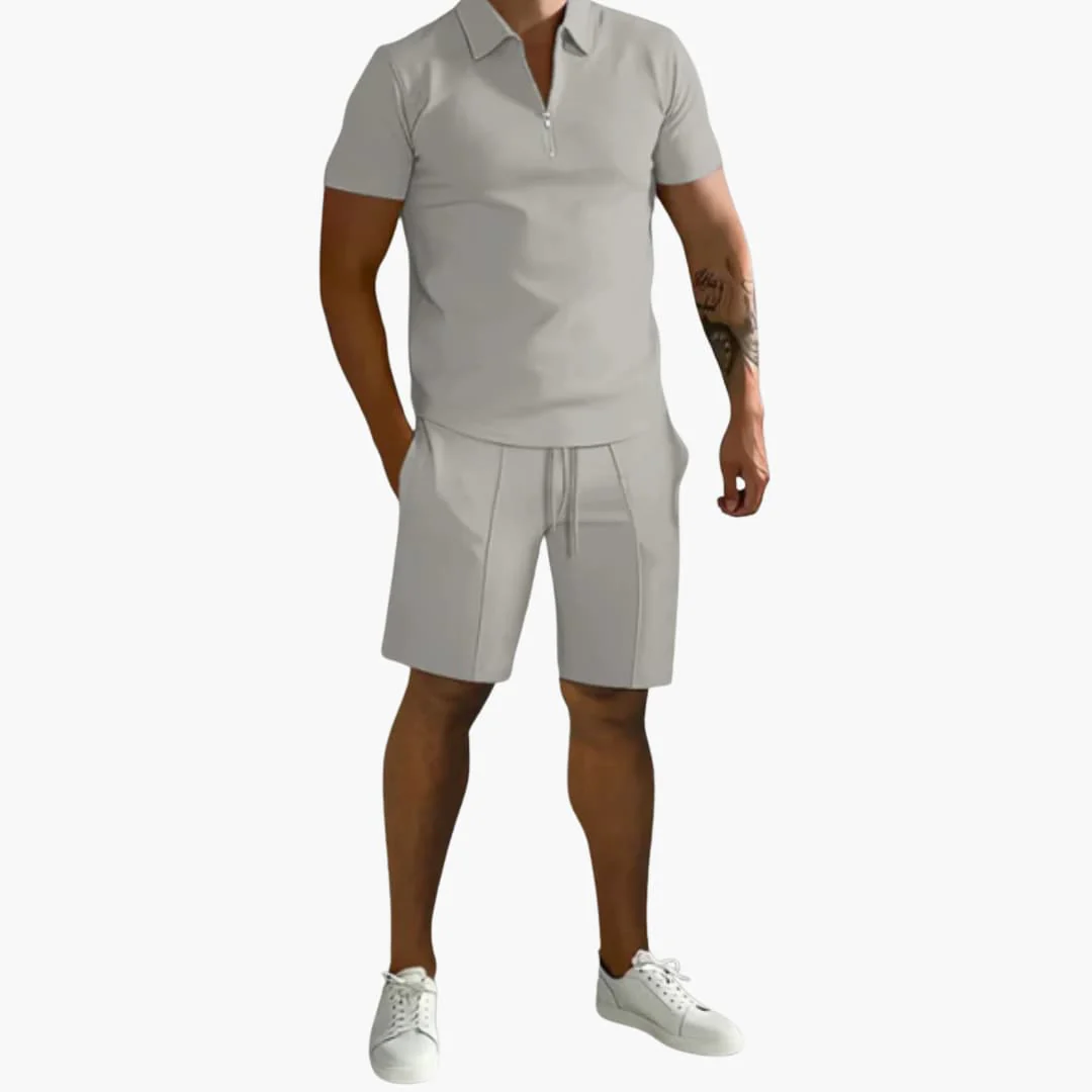Herren Sommer-Zweiteiler mit Half-Zip-Shirt und Shorts - Image 5