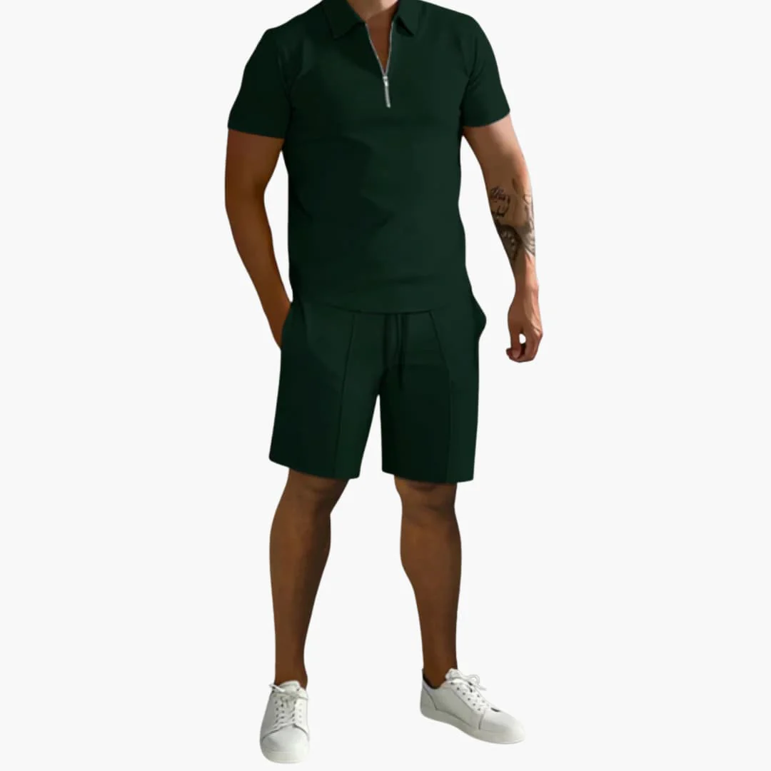 Herren Sommer-Zweiteiler mit Half-Zip-Shirt und Shorts - Image 6