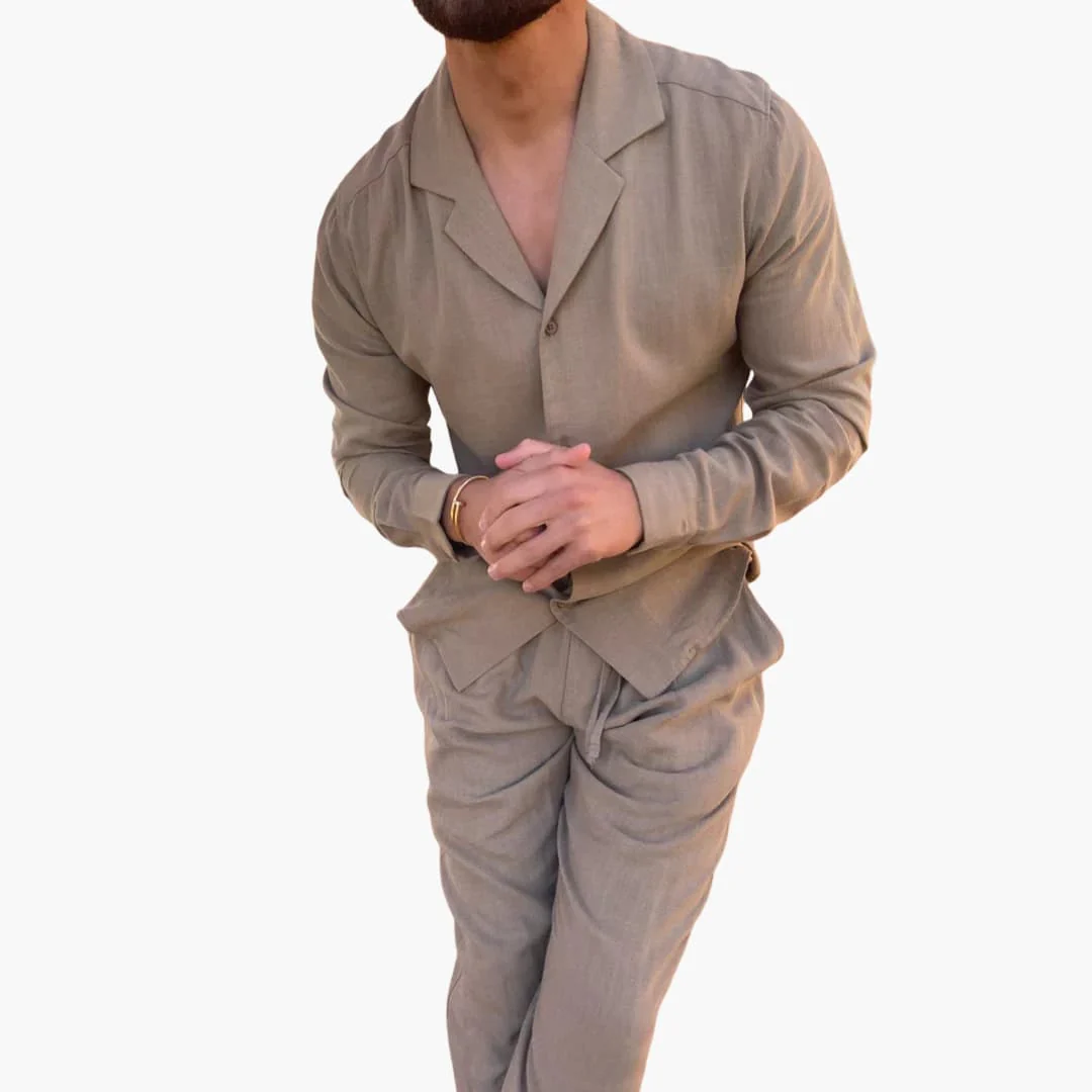 Herren Sommer-Zweiteiler mit Hemd und elastischer Hose - Image 3