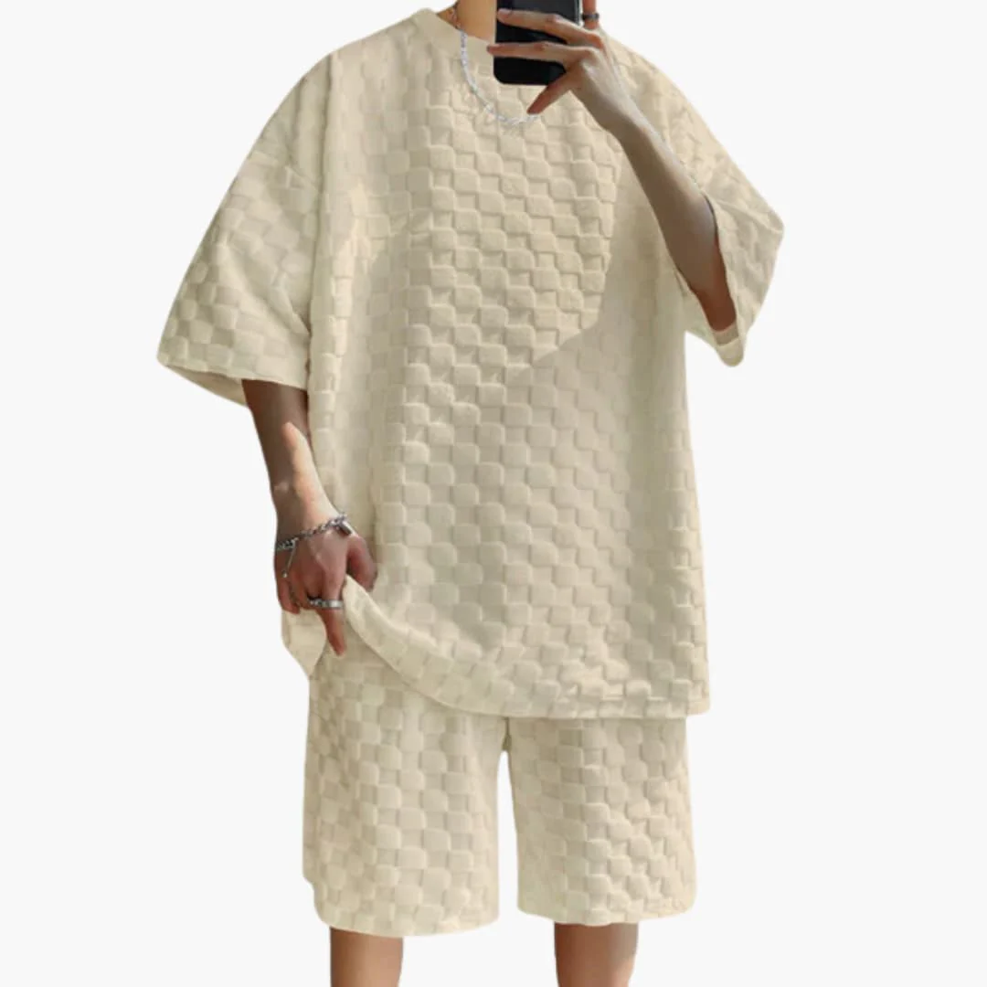 Herren Sommer Zweiteiler mit Jacquard Shirt und Shorts - Image 3