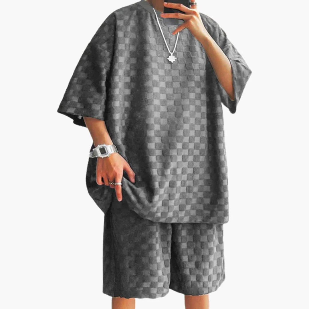 Herren Sommer Zweiteiler mit Jacquard Shirt und Shorts - Image 4