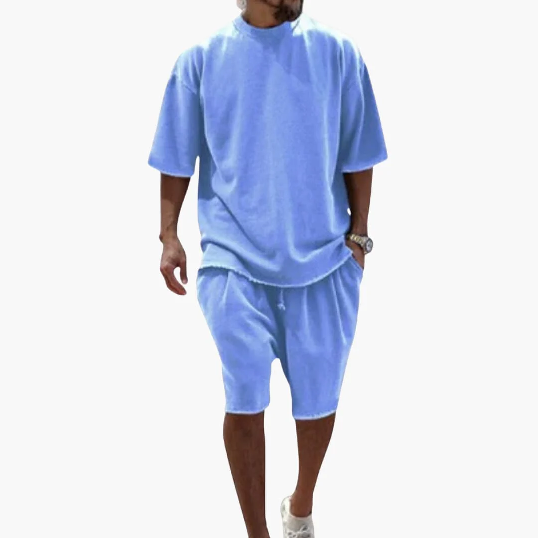 Herren Sommer Zweiteiler mit Kordelshorts und Oversize Shirt - Image 2