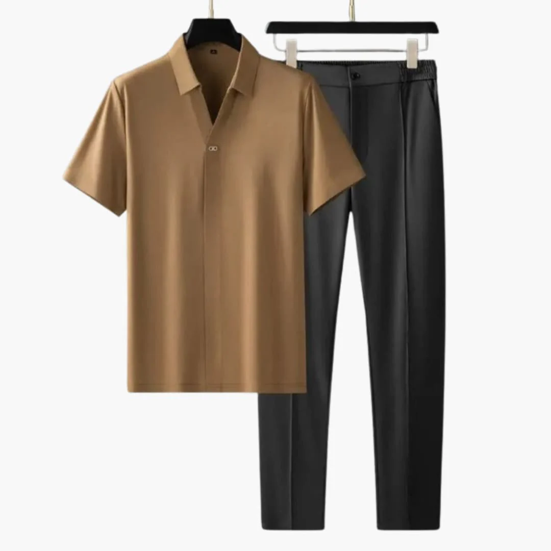 Herren Sommer-Zweiteiler mit Kurzarmhemd und Slim-Fit-Hose - Image 3