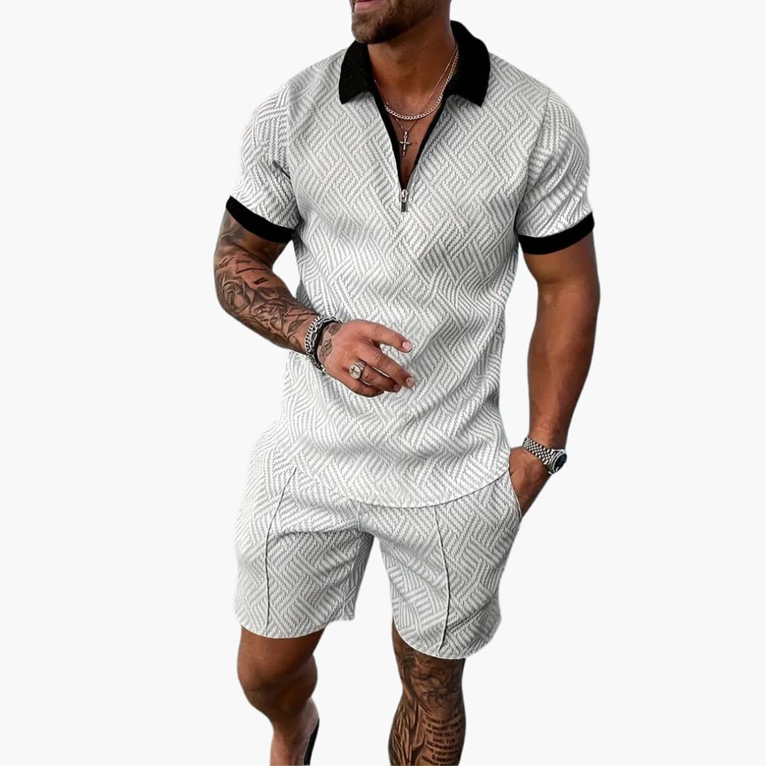 Herren Sommer Zweiteiler mit Reißverschluss und Shorts - Image 5