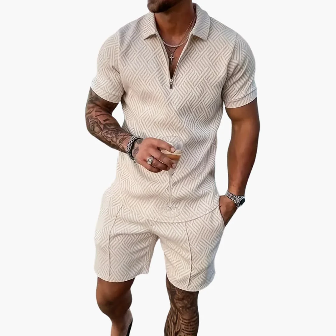 Herren Sommer Zweiteiler mit Reißverschluss und Shorts - Image 6