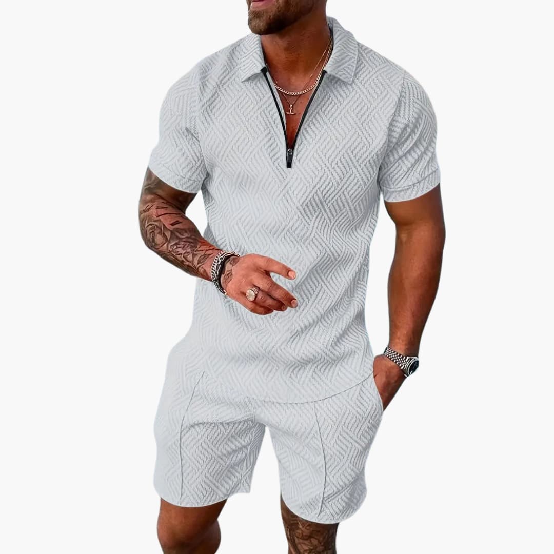 Herren Sommer Zweiteiler mit Reißverschluss und Shorts - Image 7