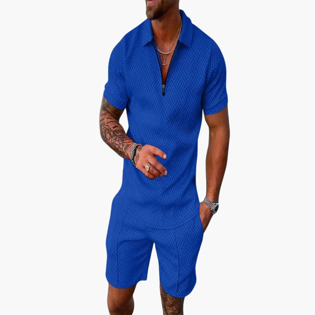 Herren Sommer Zweiteiler mit Reißverschluss und Shorts - Image 8