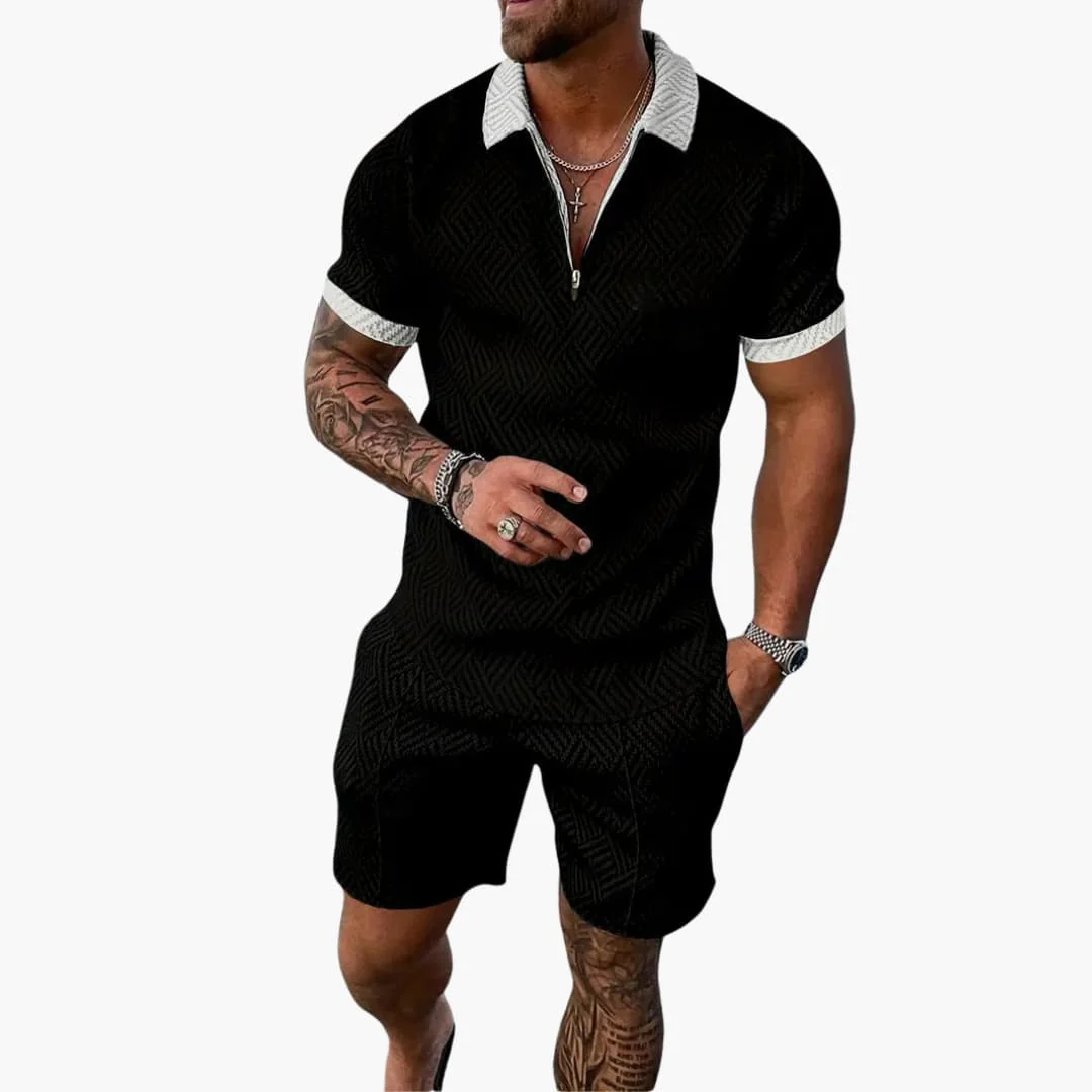 Herren Sommer Zweiteiler mit Reißverschluss und Shorts - Image 9