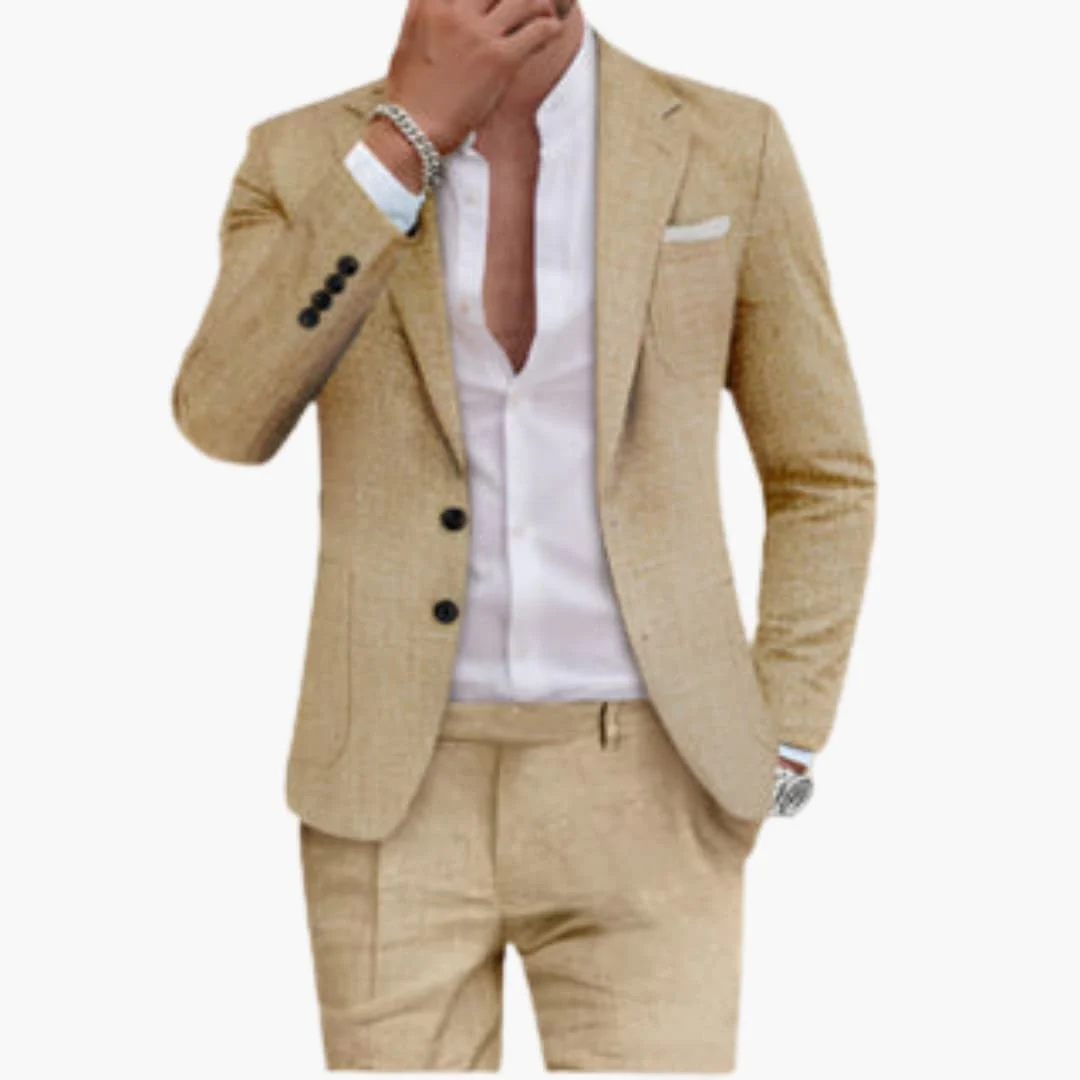 Herren Sommeranzug aus Baumwolle mit Revers und Hose - Image 2
